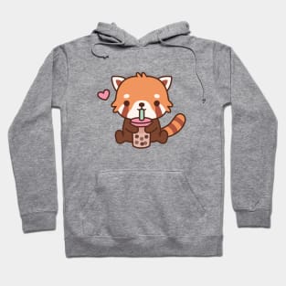 Cute Little Red Panda Loves Bubble Tea Hoodie